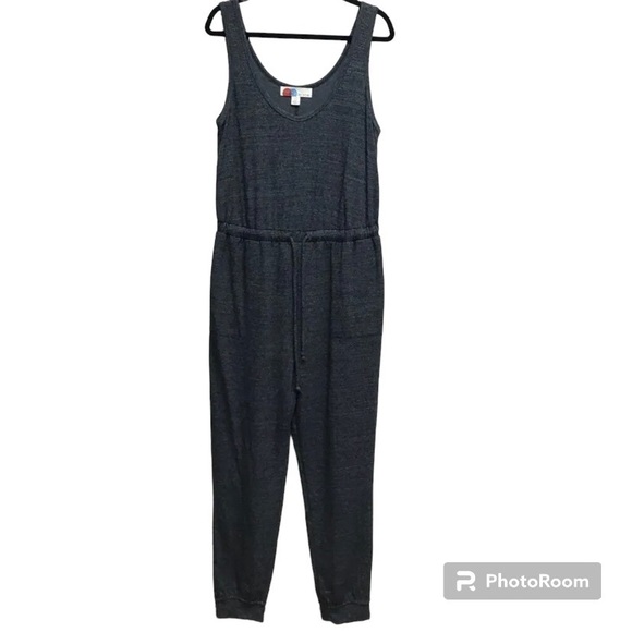 Free People Beach Jumpsuit Gray Heathered Drawstring Scoop Neck Sleeveless - Picture 6 of 8